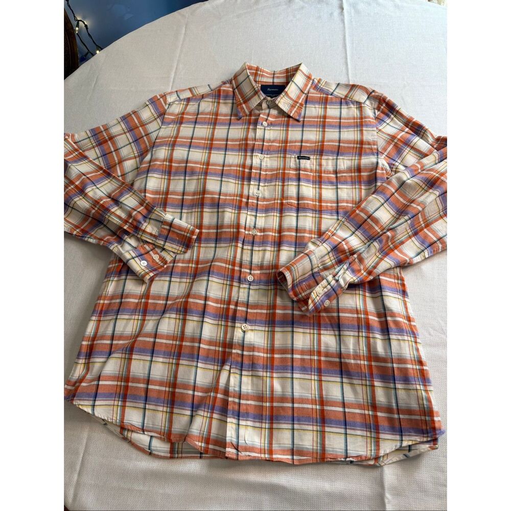Faconnable Club Plaid Long Sleeve Button Down Shirt Men’s Size XL